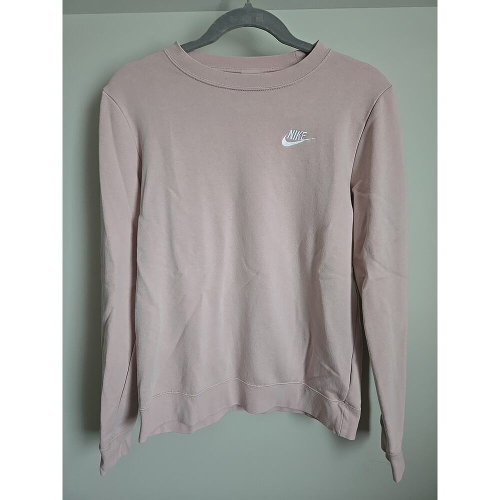 Nike Sweatshirt Women’s S Blush Pink Swoosh Long Sleeve Pullover Fleece